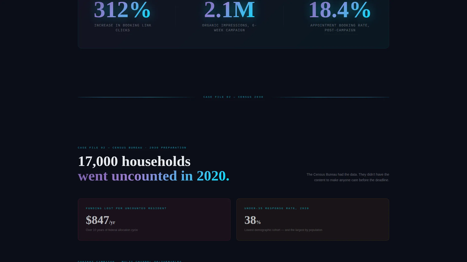 Immersive Government Content Agency Landing Page