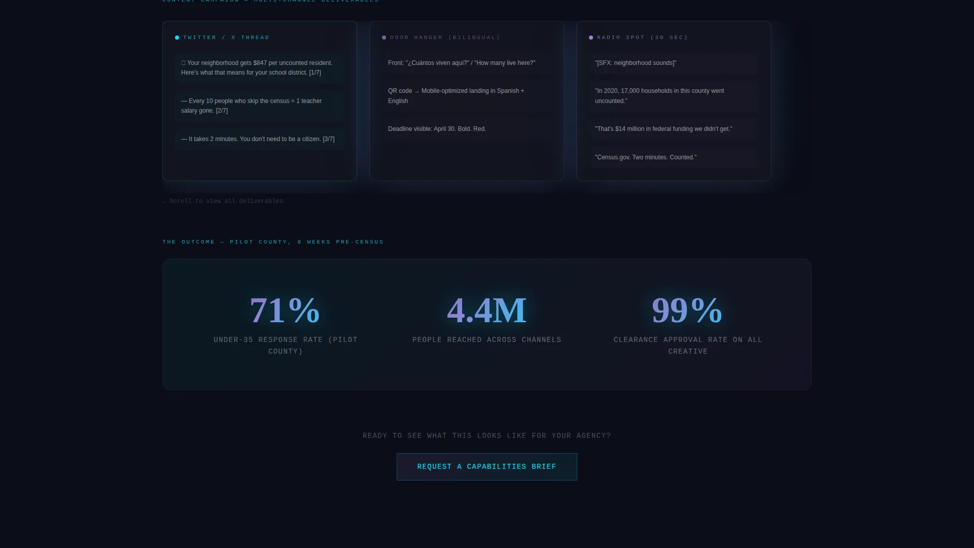 Immersive Government Content Agency Landing Page