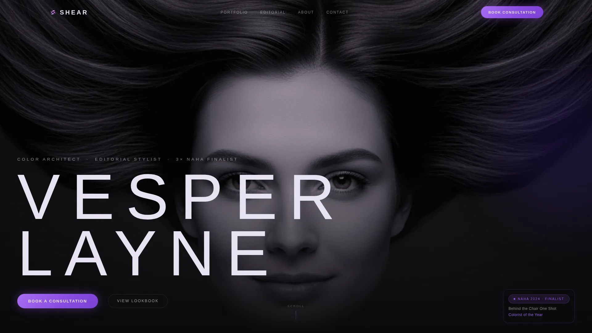 Award-Winning Hair Stylist Portfolio Landing Page