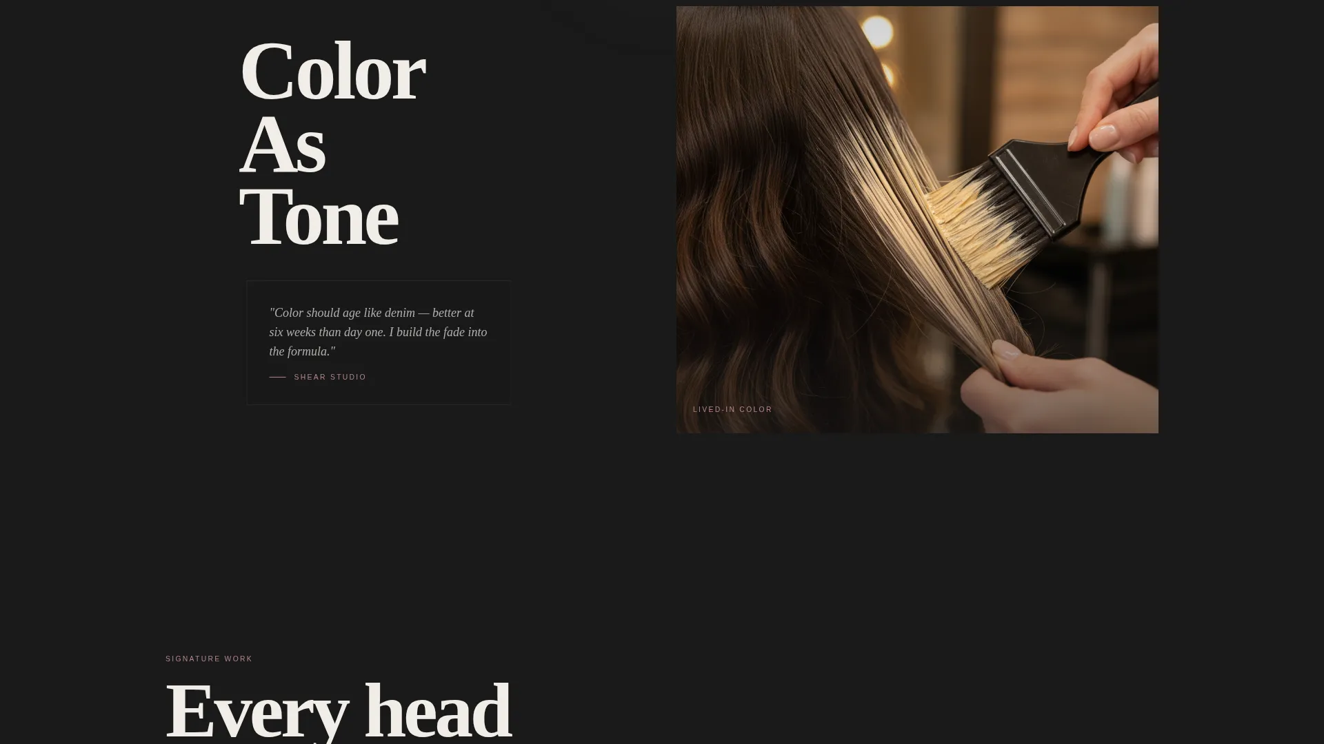 Dark Hair Stylist Portfolio Landing Page Template