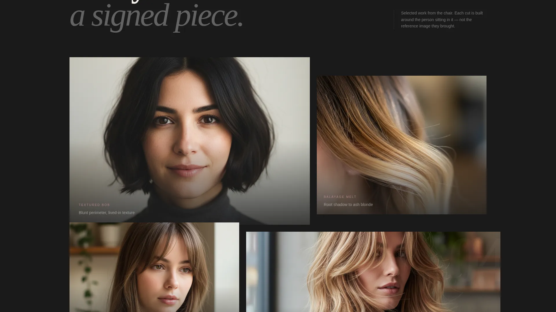 Dark Hair Stylist Portfolio Landing Page Template