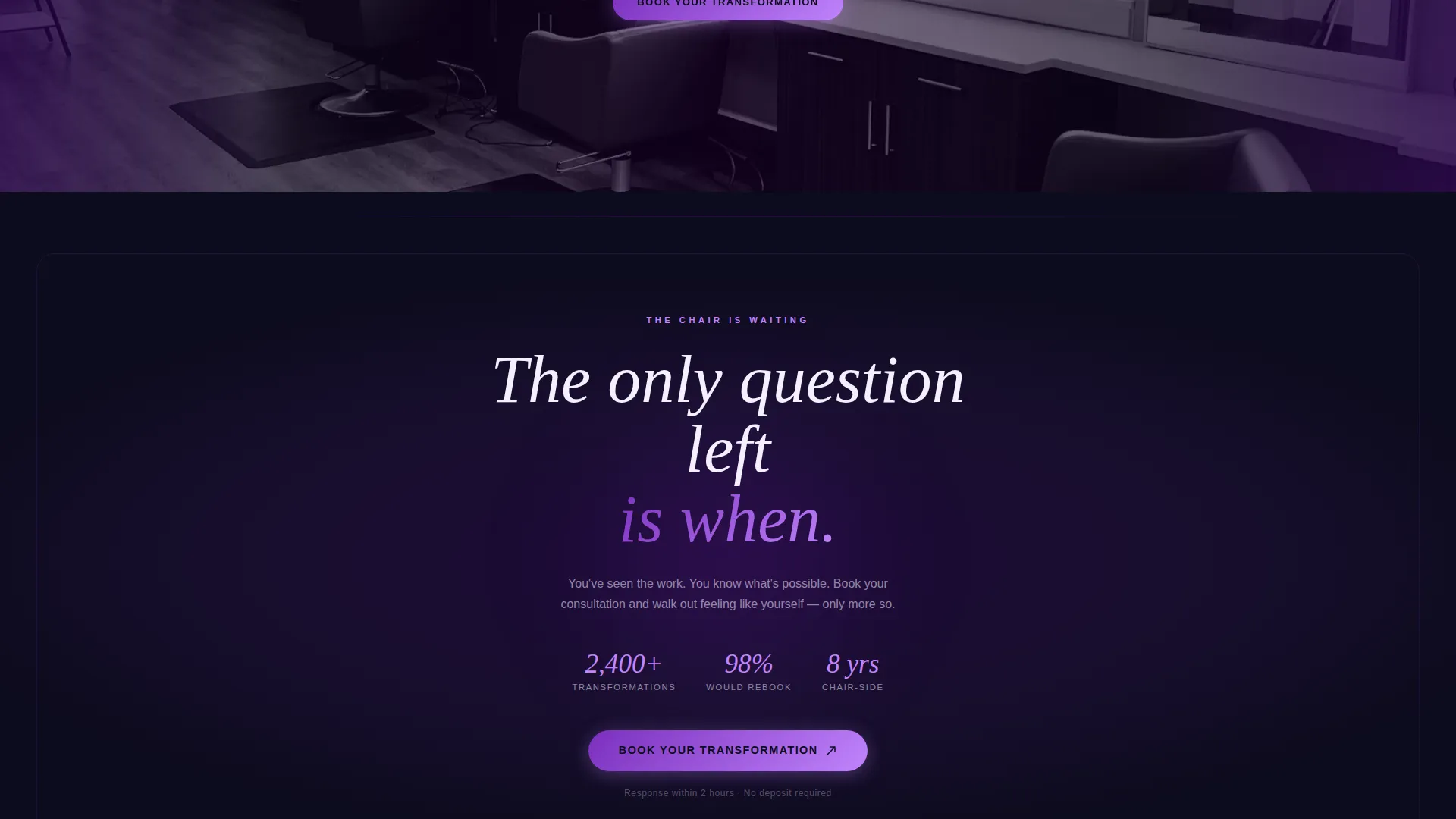 Hairstylist Portfolio Landing Page Template