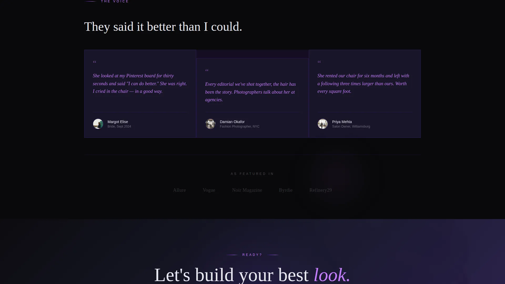 Hairstylist Portfolio Landing Page Template