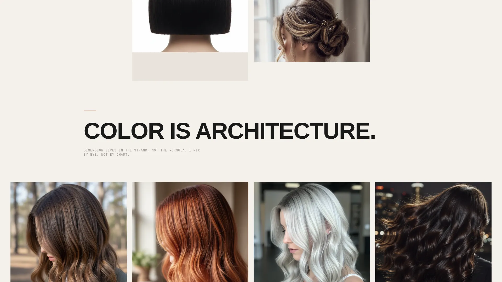 Bold Brutalist Hair Stylist Portfolio Landing Page