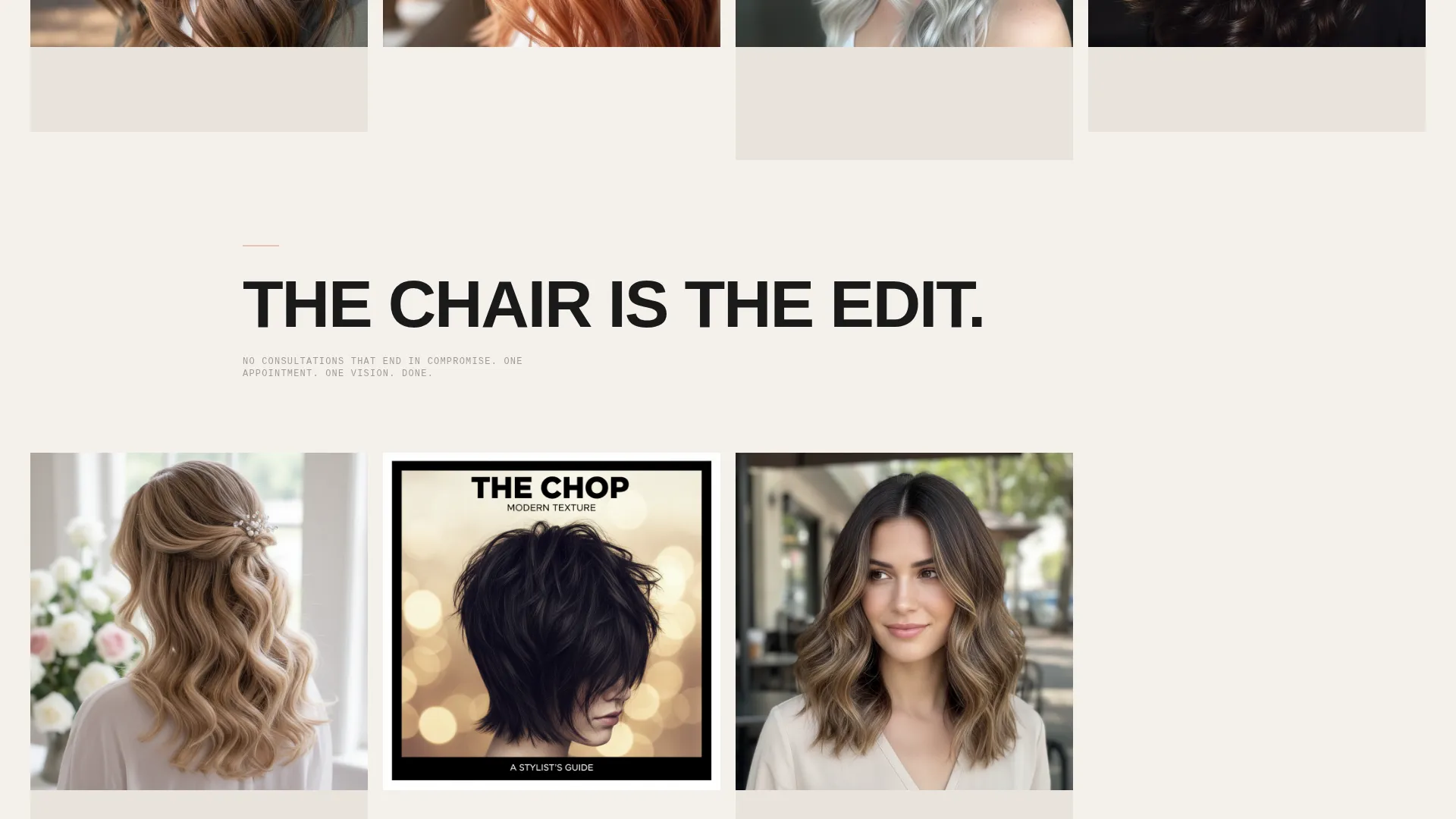 Bold Brutalist Hair Stylist Portfolio Landing Page