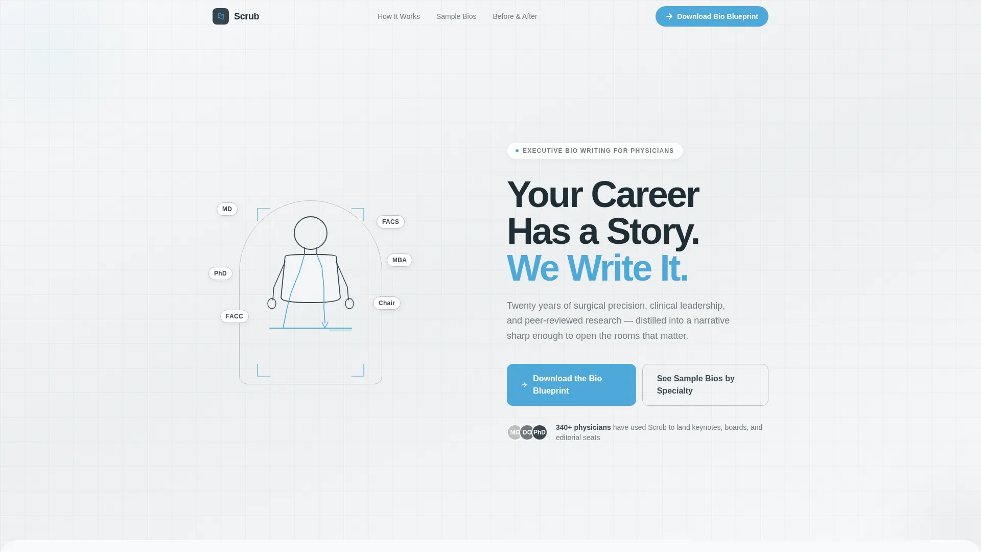 Healthcare Professional Executive Bio Landing Page