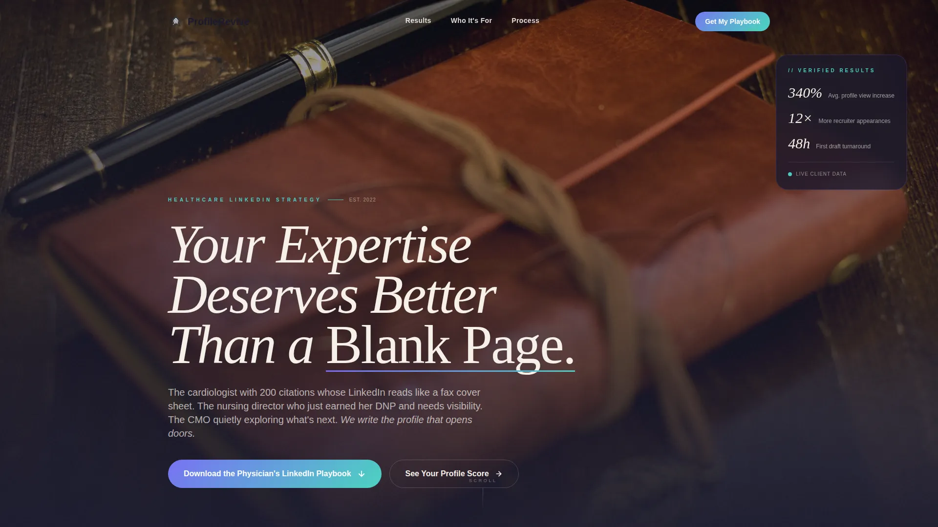 Healthcare LinkedIn Profile Optimization Landing Page
