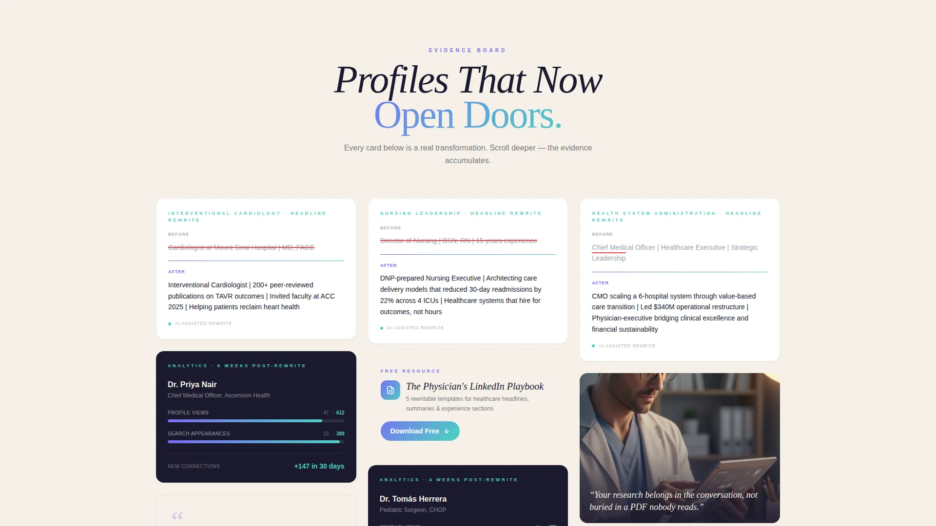 Healthcare LinkedIn Profile Optimization Landing Page