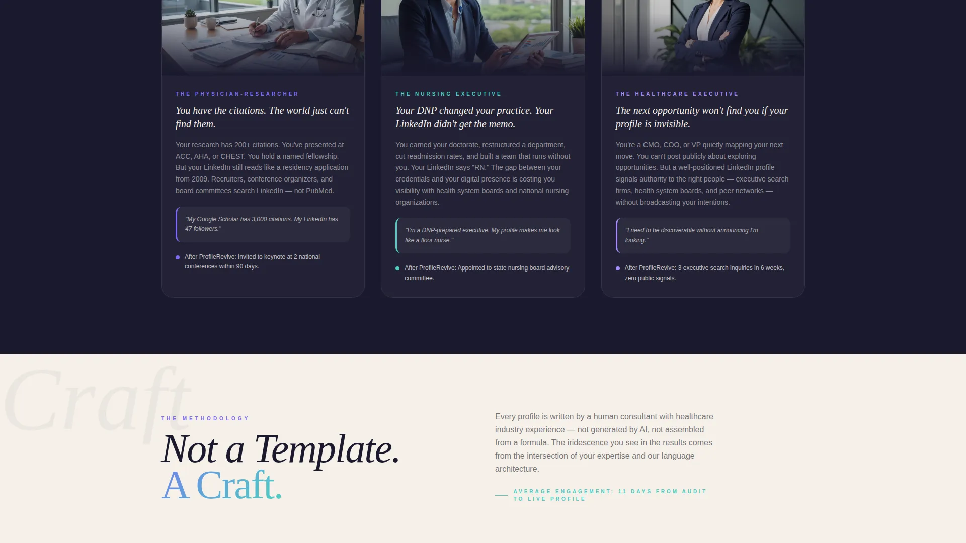 Healthcare LinkedIn Profile Optimization Landing Page