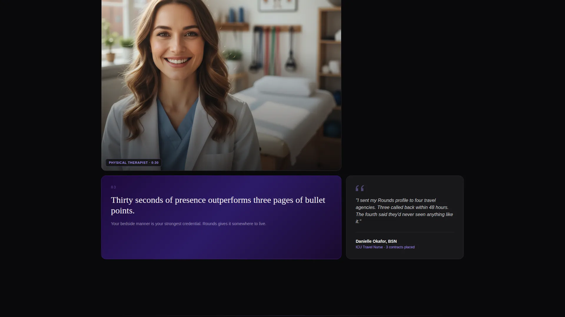 Healthcare Professional Video Resume Landing Page