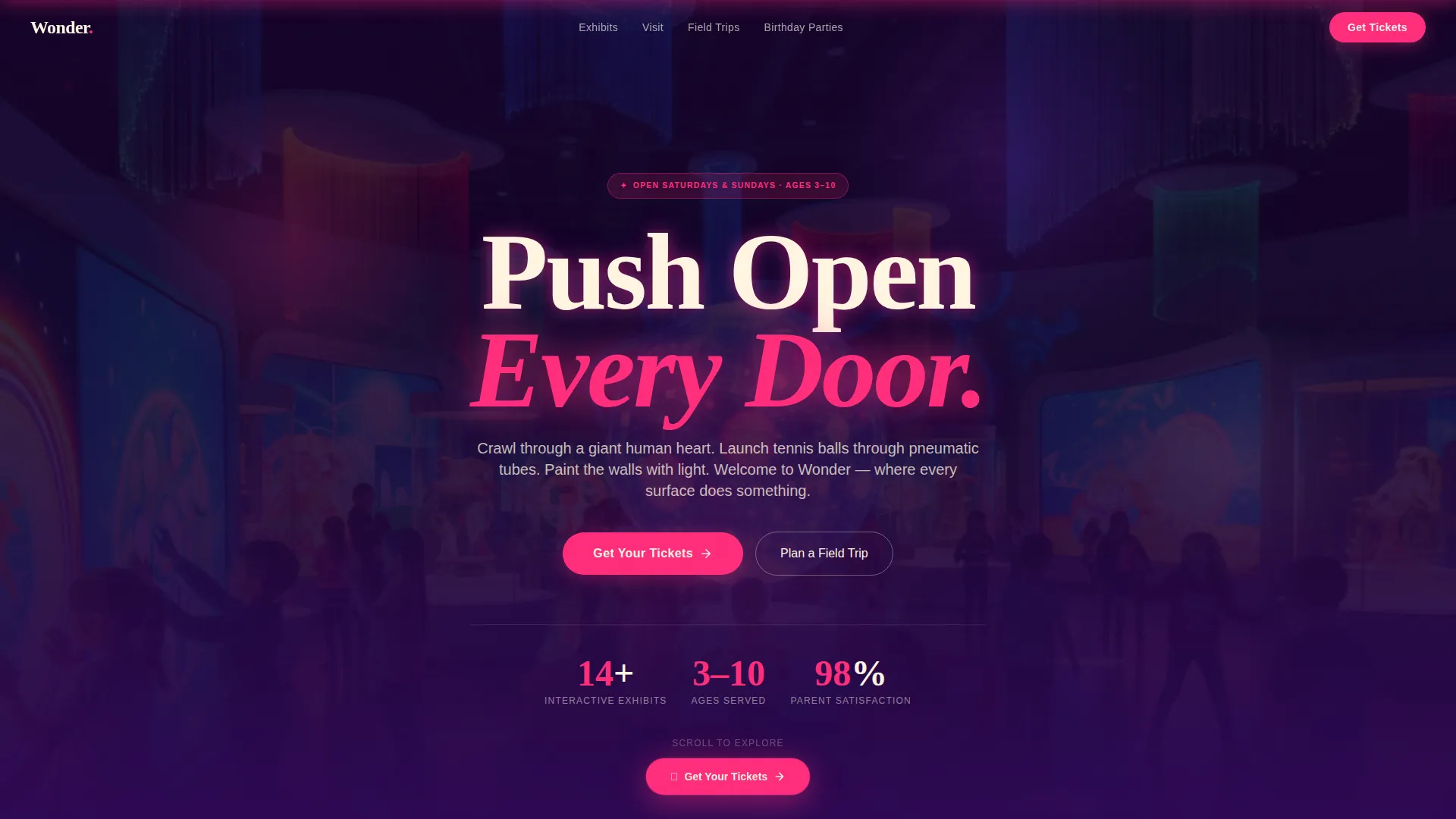 Kinetic Children's Museum Landing Page Template