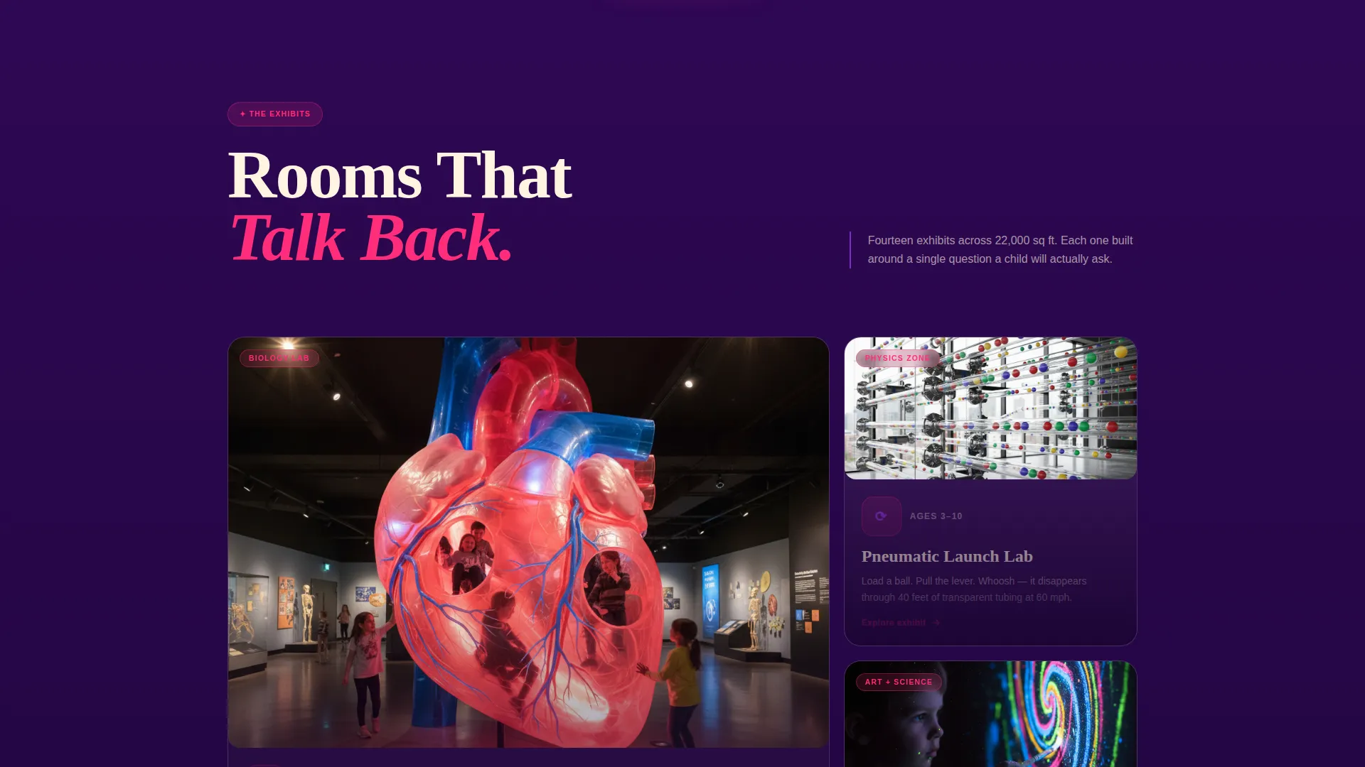 Kinetic Children's Museum Landing Page Template