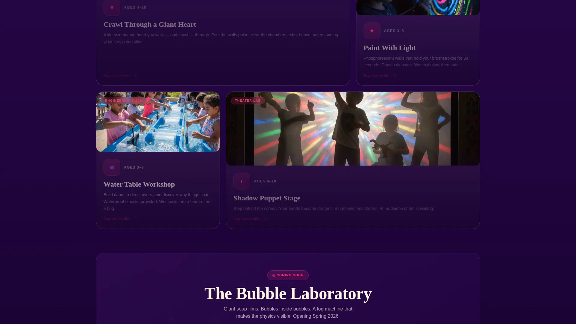 Kinetic Children's Museum Landing Page Template