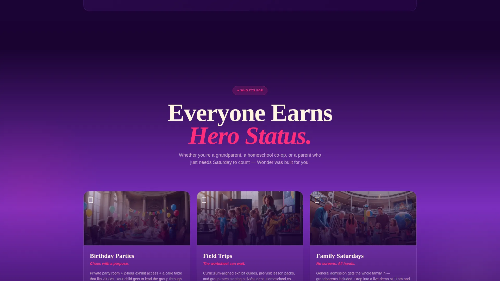 Kinetic Children's Museum Landing Page Template