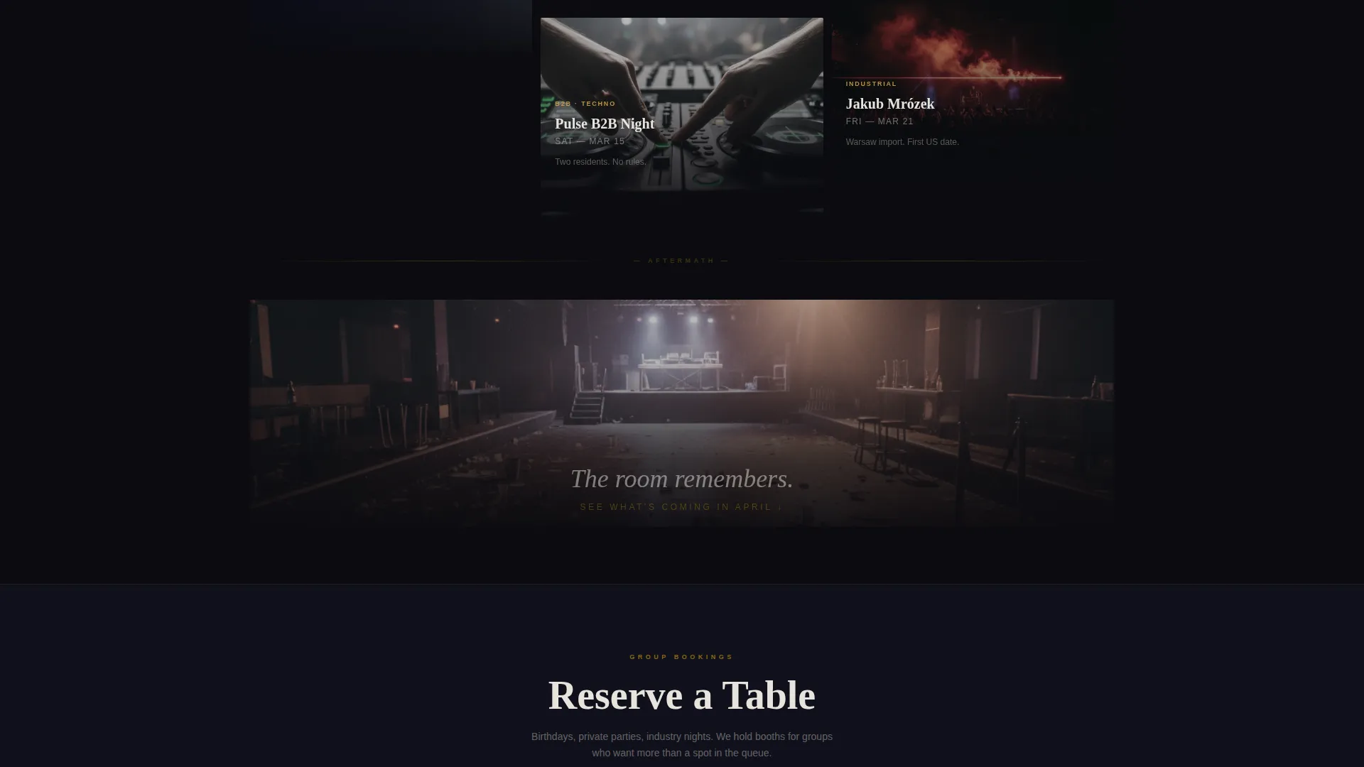 Dark Immersive Club Venue Landing Page Template