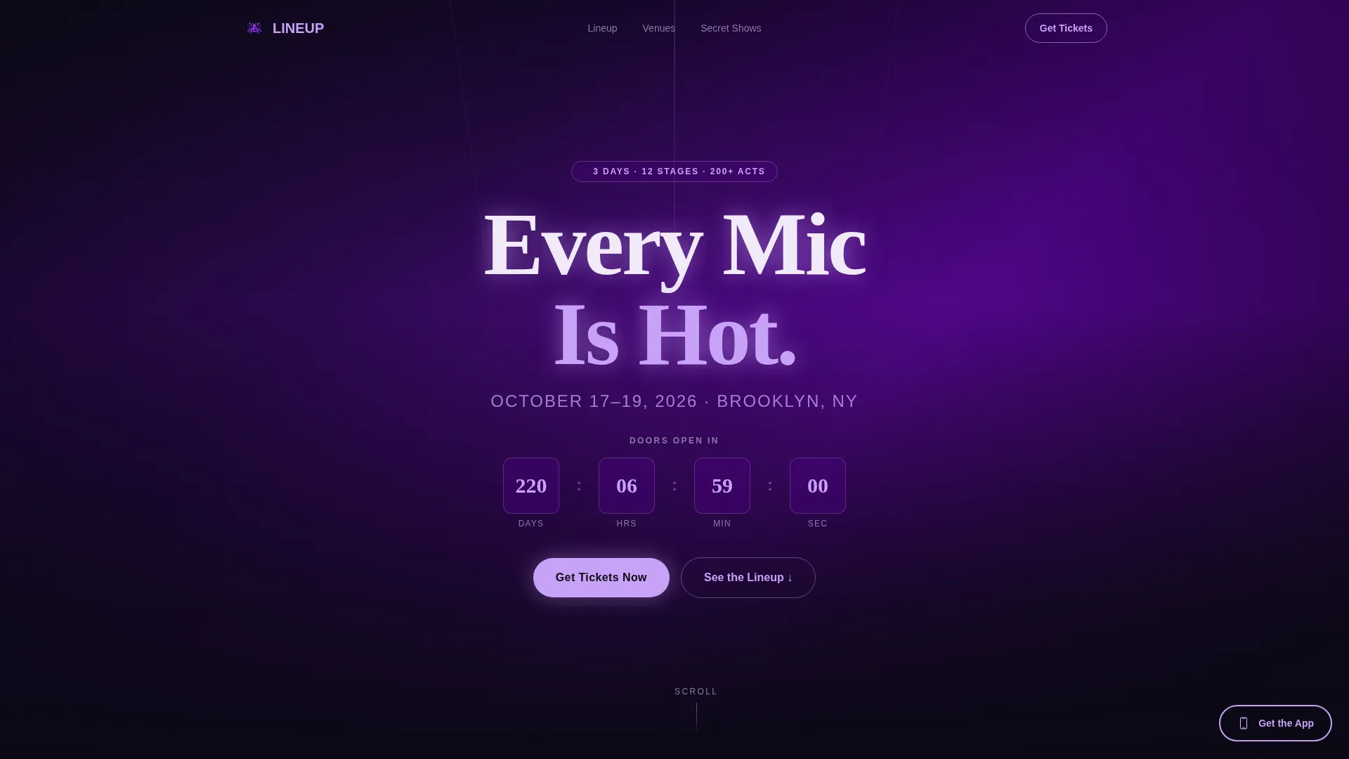 Comedy Festival Landing Page Template