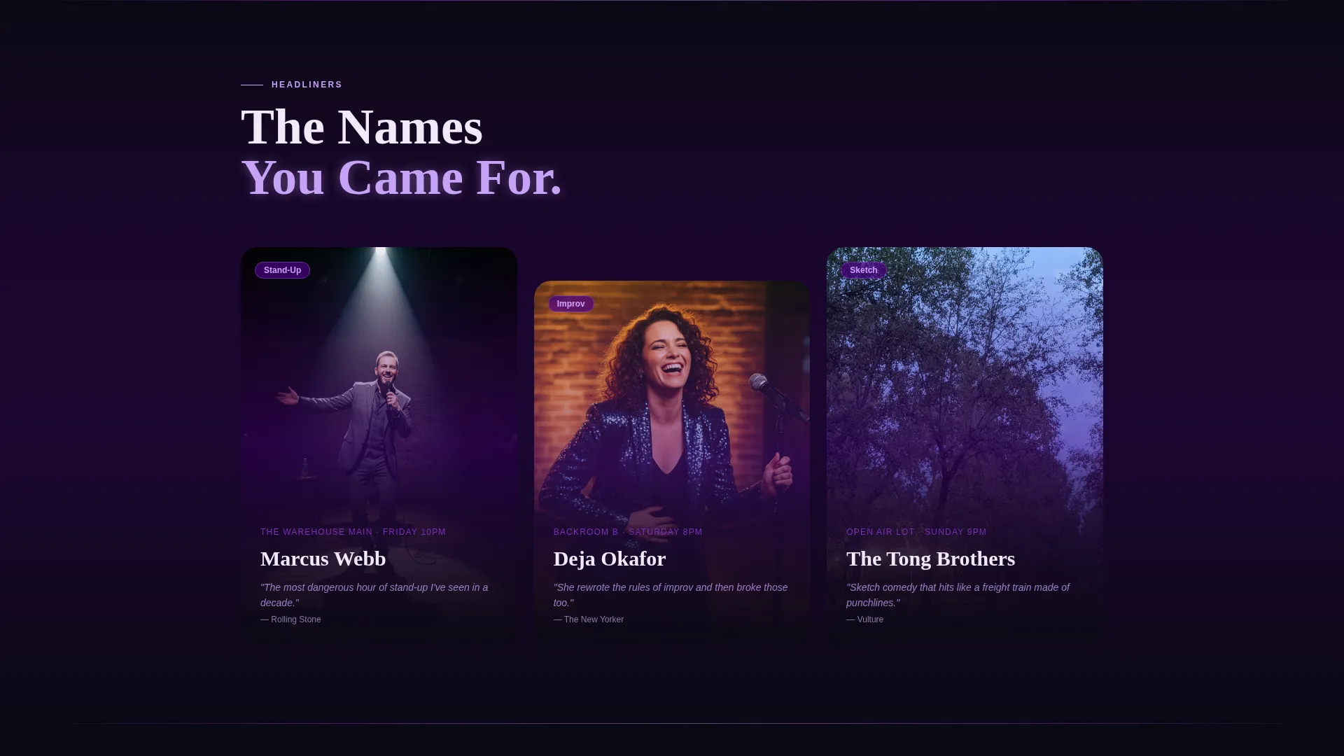 Comedy Festival Landing Page Template