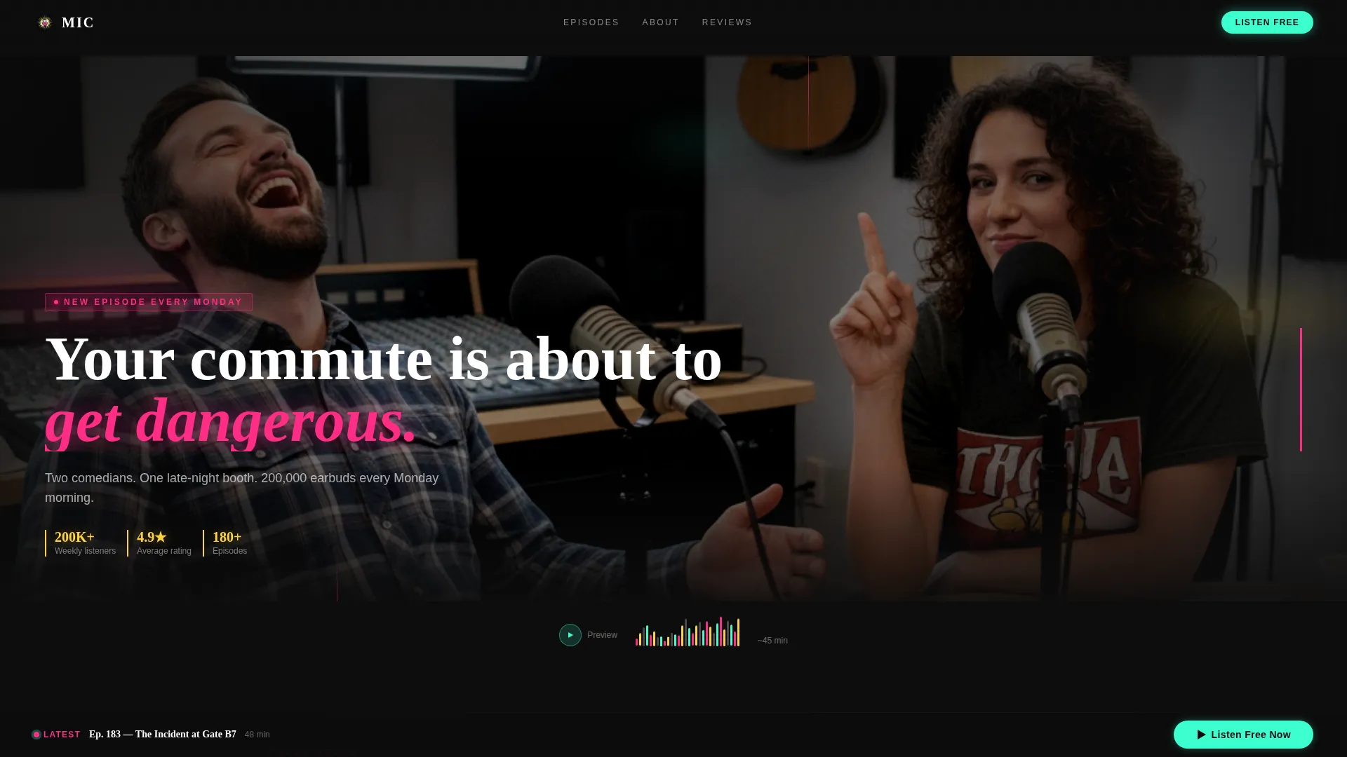 Comedy Podcast Landing Page Template