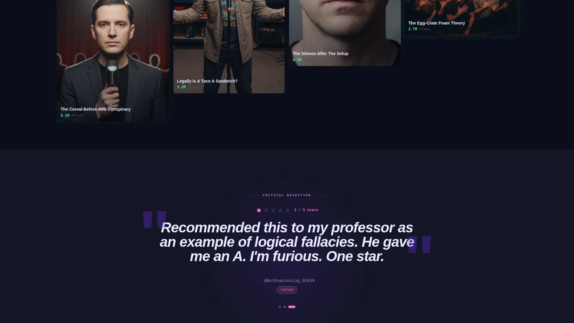 Viral Comedy Channel Landing Page Template
