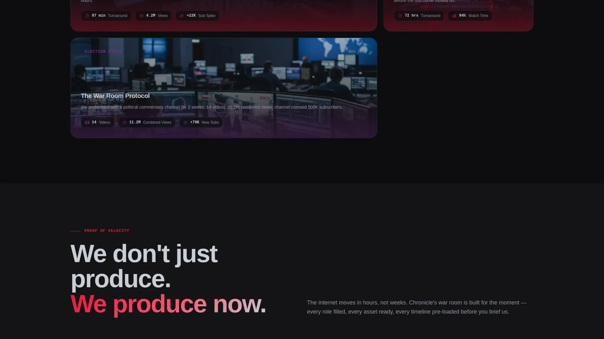 Commentary Production Company Landing Page Template