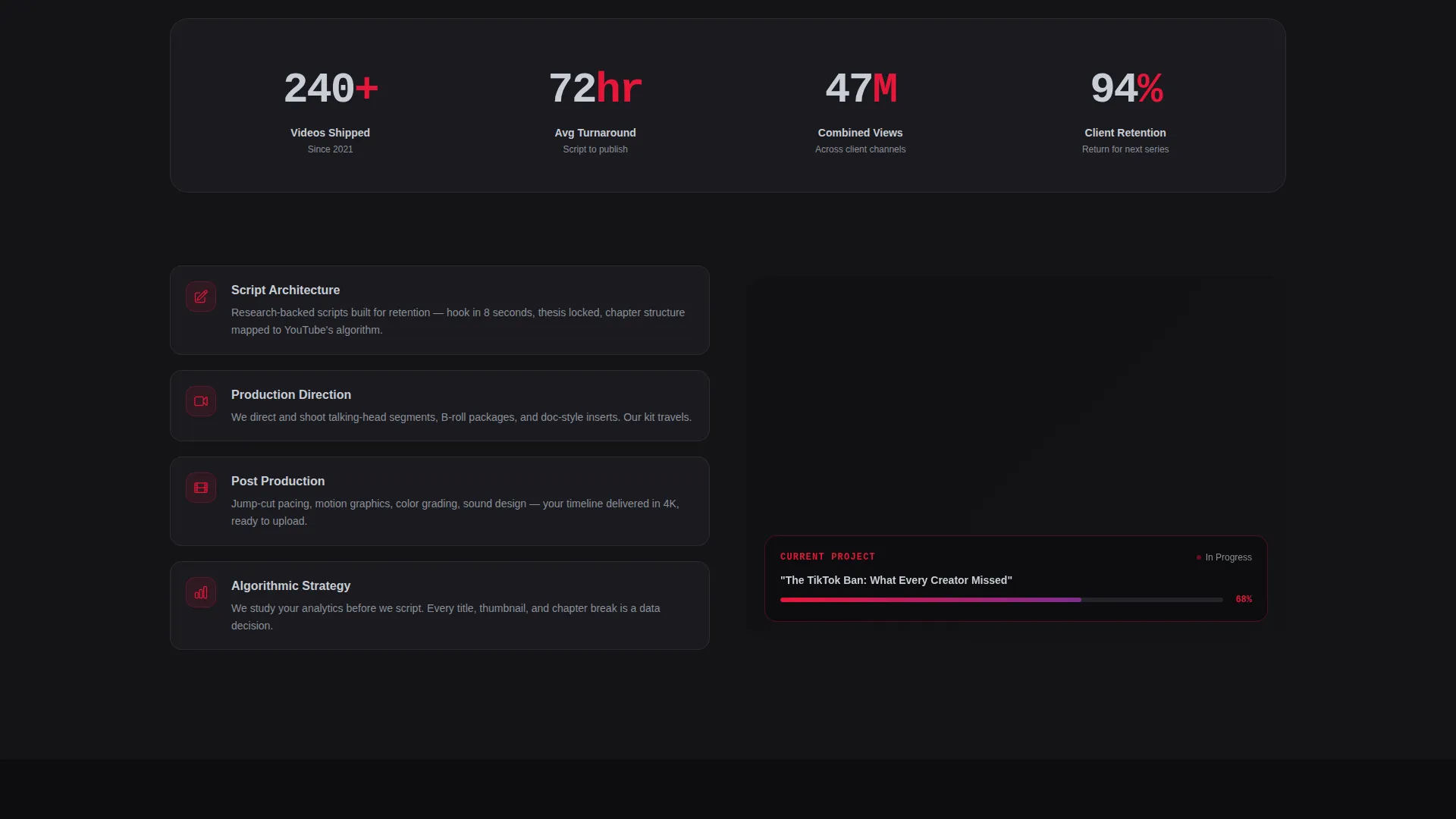 Commentary Production Company Landing Page Template