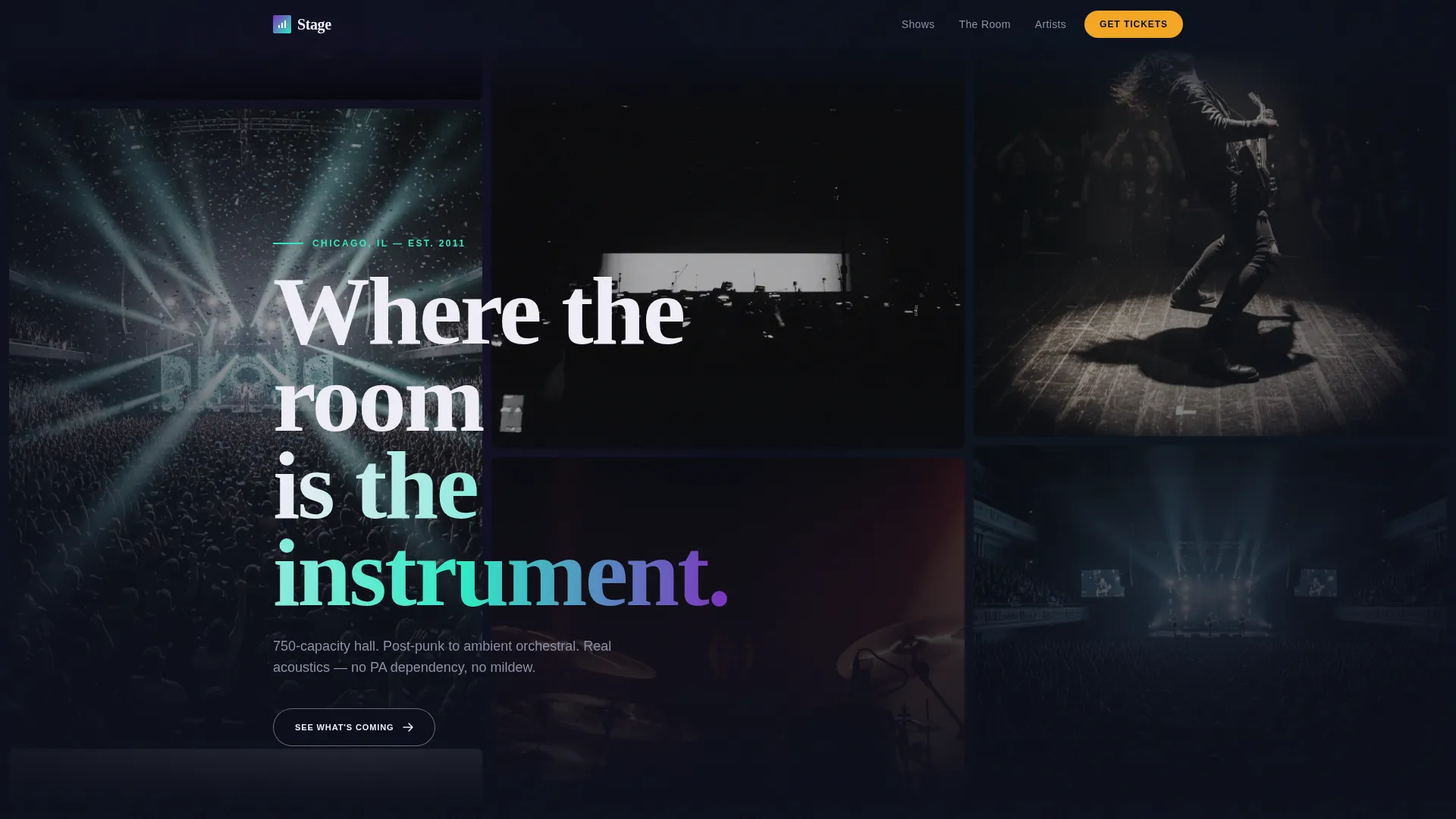 Concert Hall Landing Page Template for Live Venues