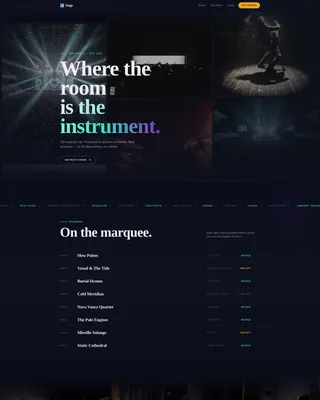 Concert Hall Landing Page Template for Live Venues