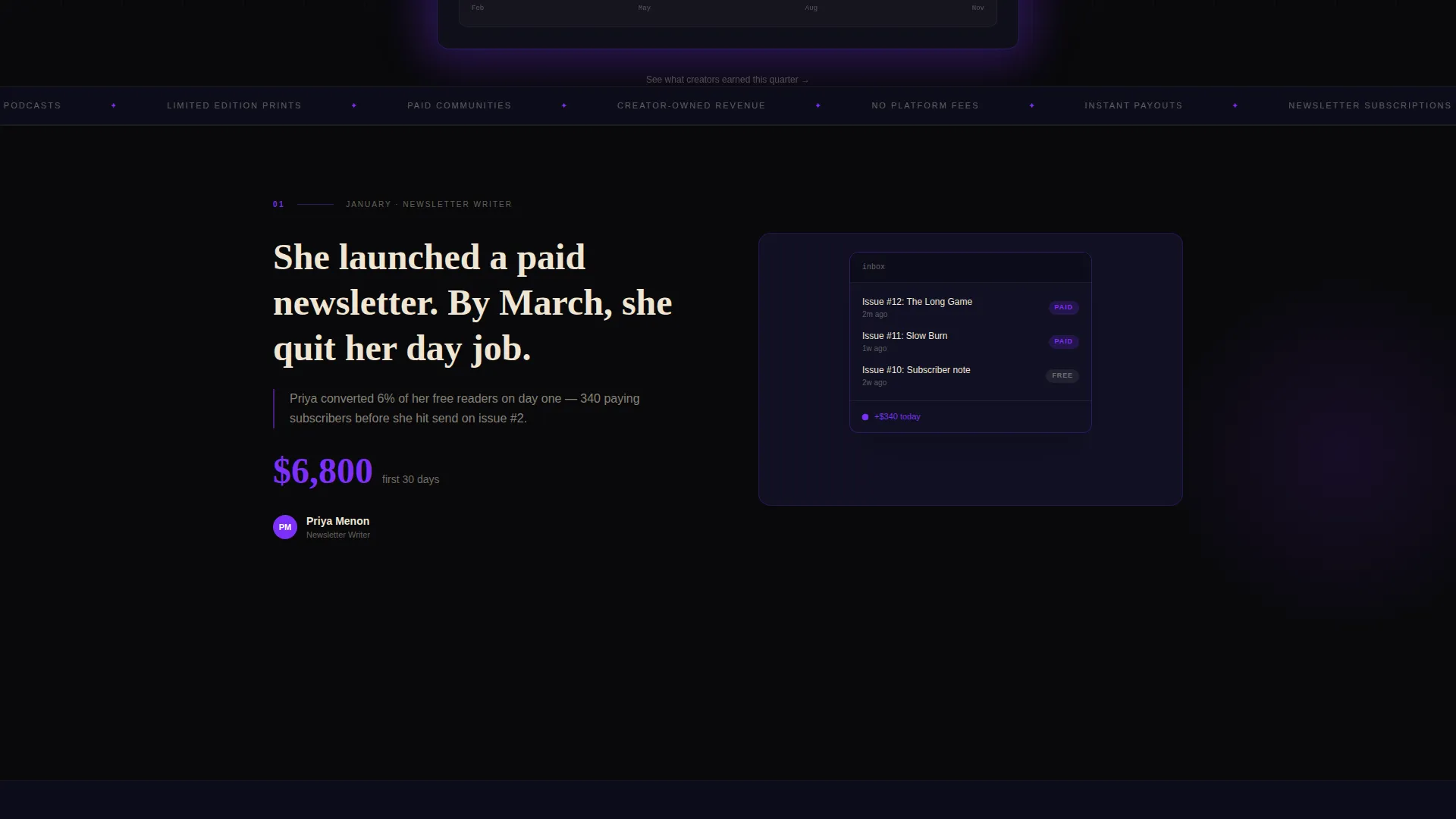 Cinematic Creator Monetization Landing Page Template