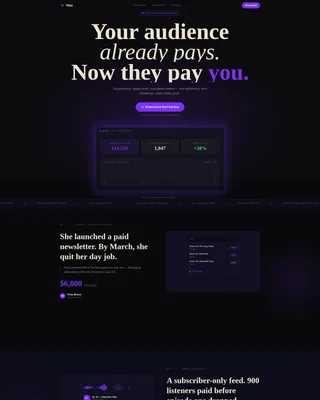 Cinematic Creator Monetization Landing Page Template