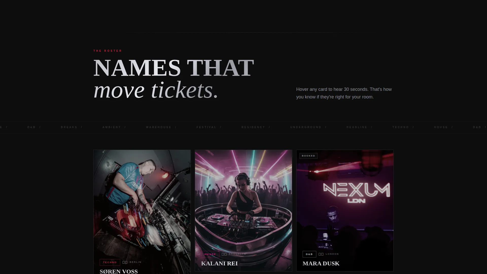 DJ Booking Agency Landing Page Template