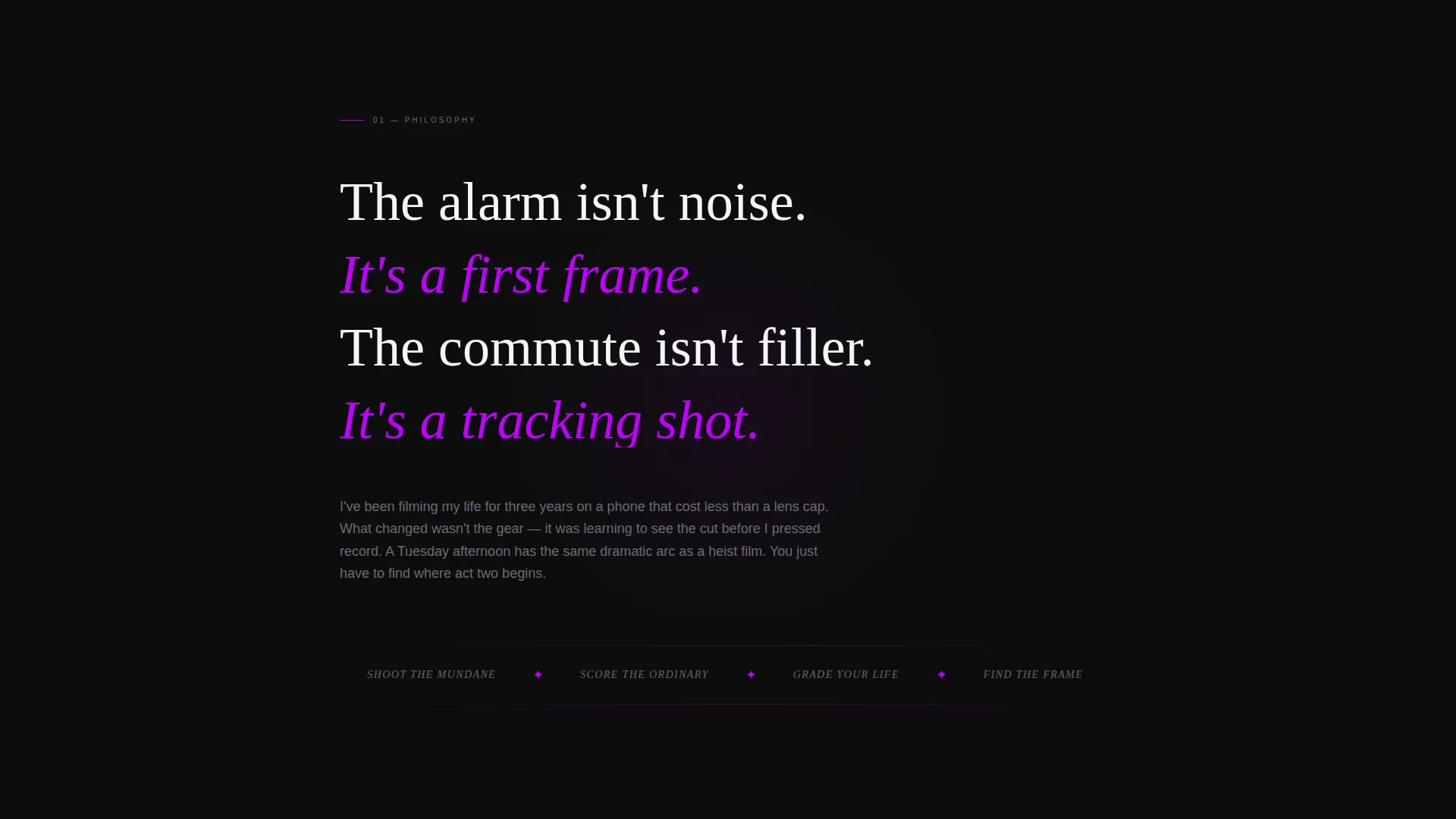 Cinematic Day-in-the-Life Vlog Landing Page