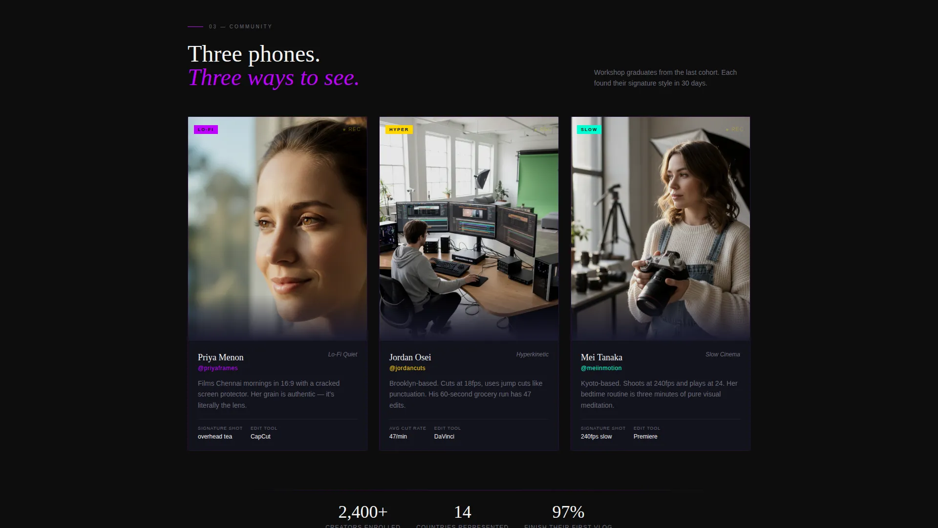 Cinematic Day-in-the-Life Vlog Landing Page