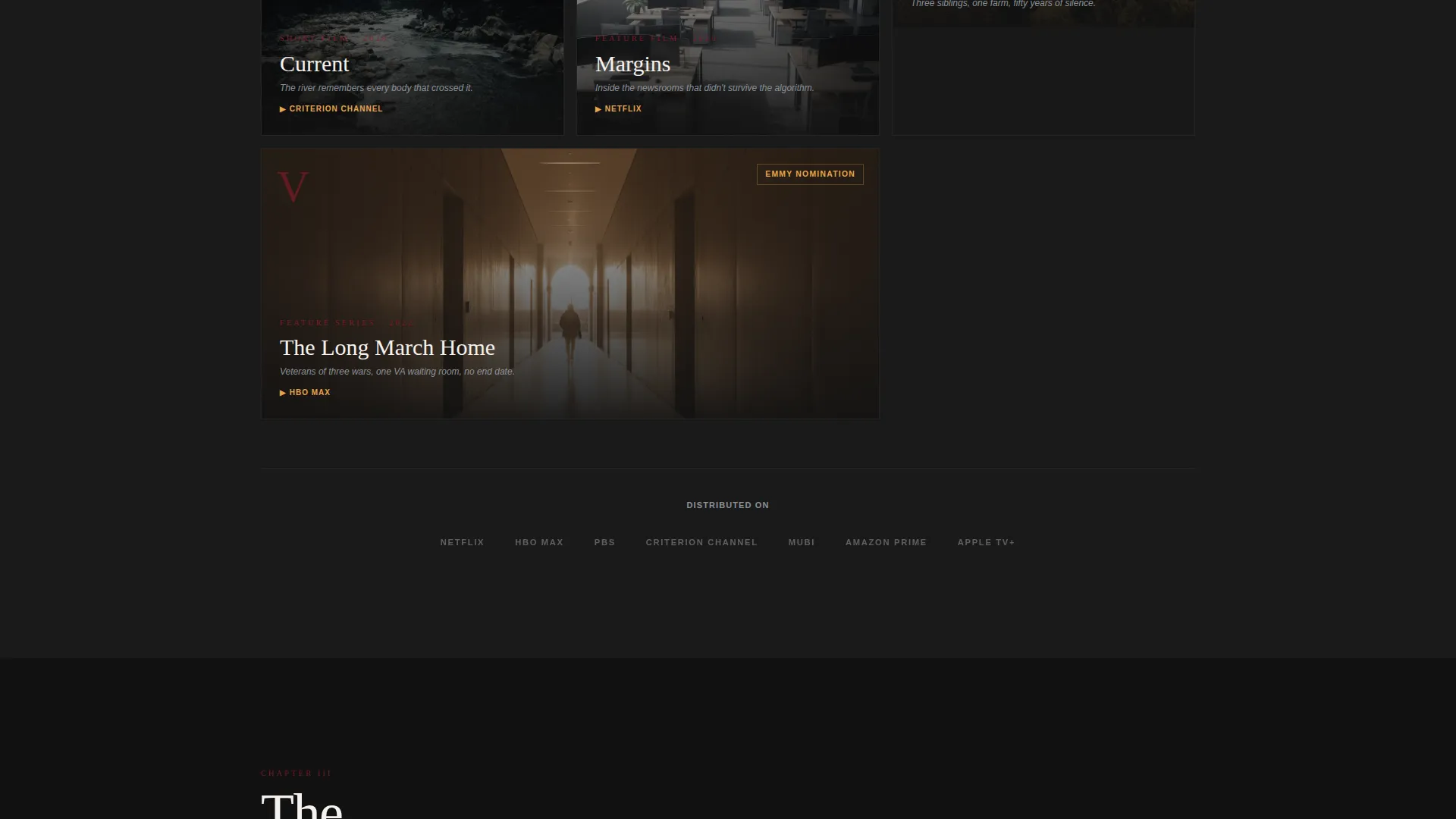 Cinematic Documentary Production Landing Page Template