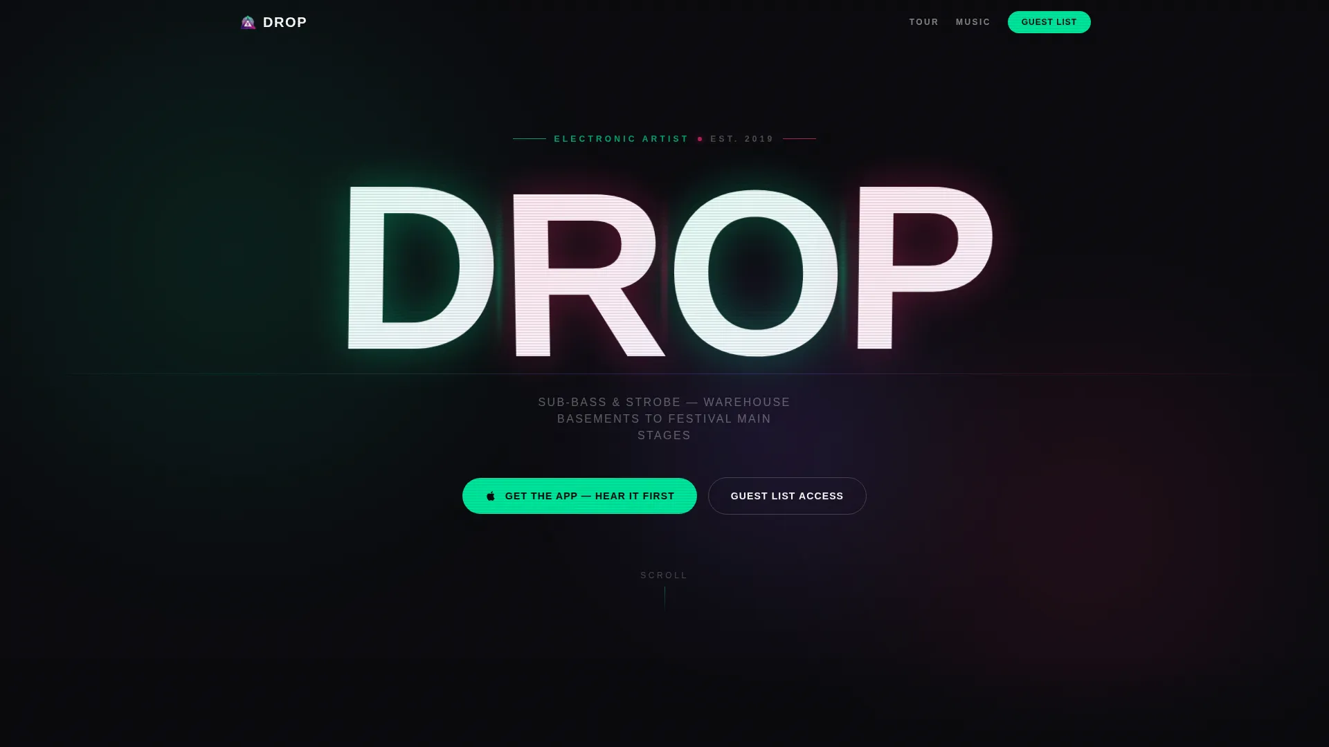 Electronic DJ Artist Landing Page Template