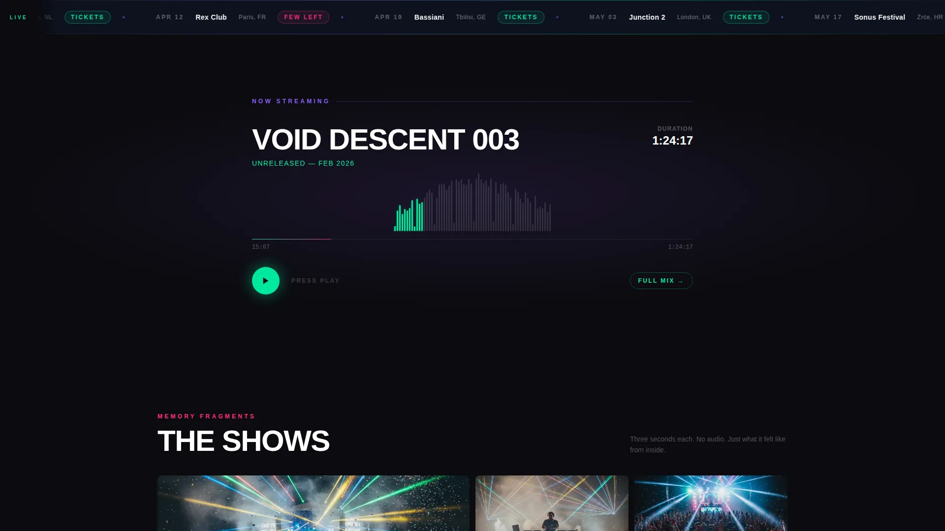 Electronic DJ Artist Landing Page Template