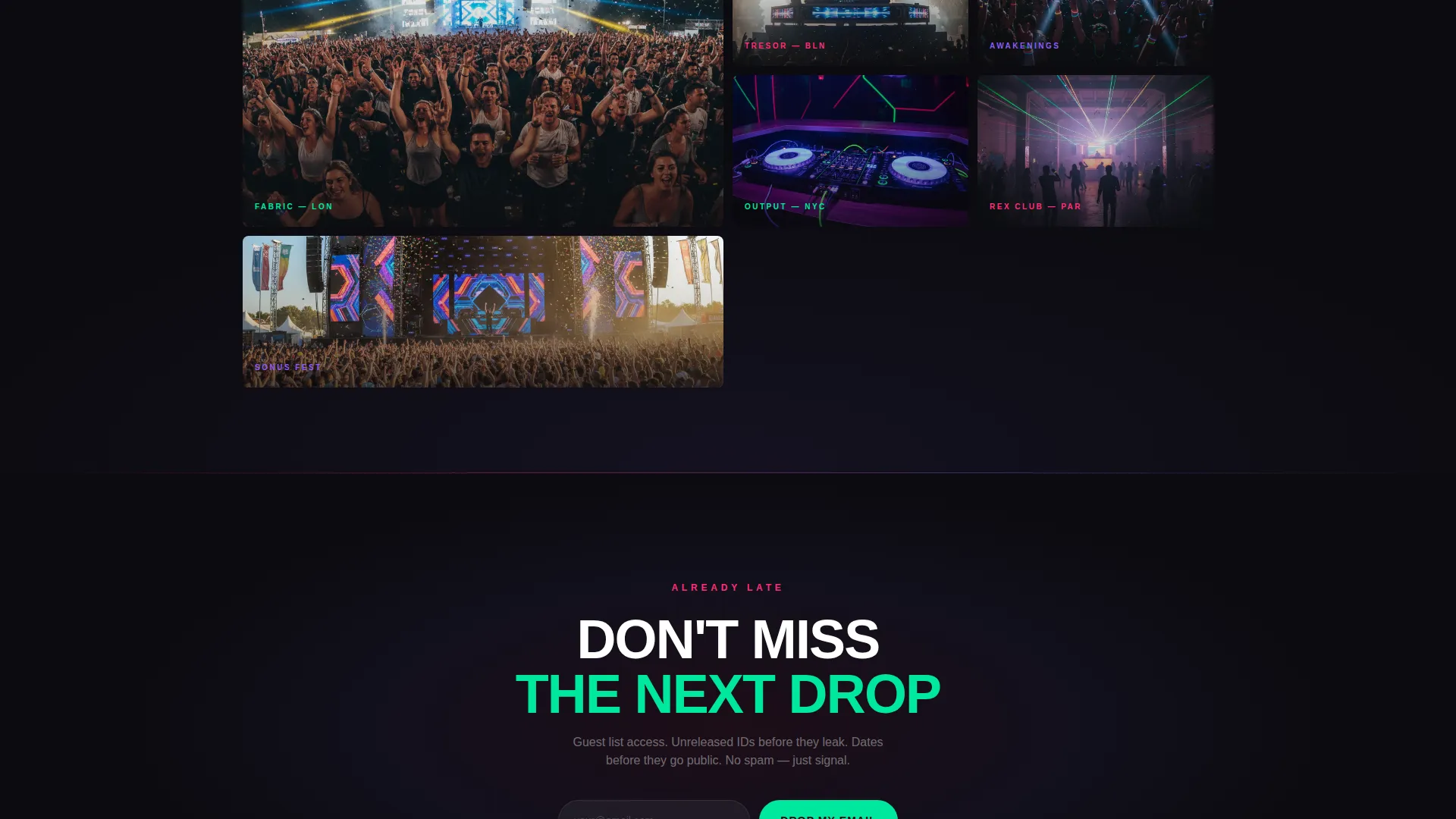 Electronic DJ Artist Landing Page Template