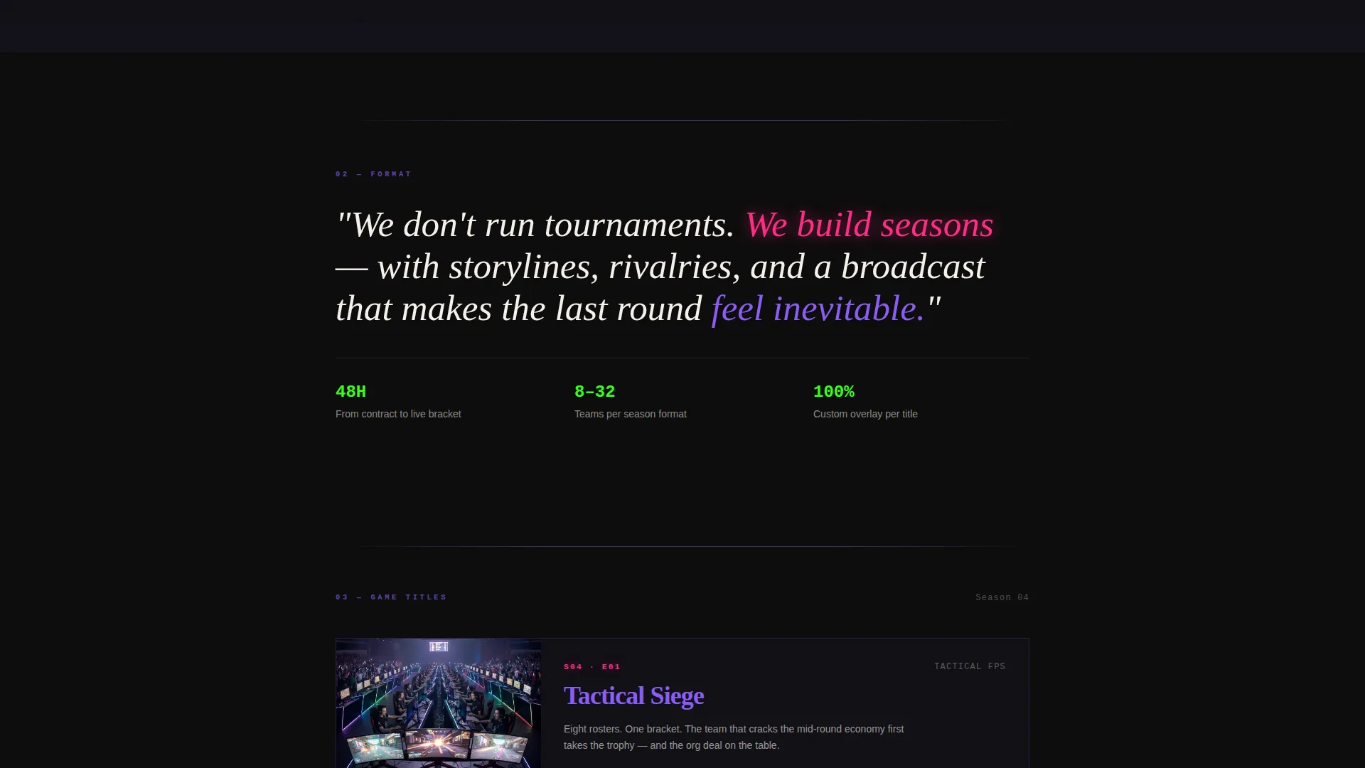 Elite Esports Tournament Organizer Landing Page