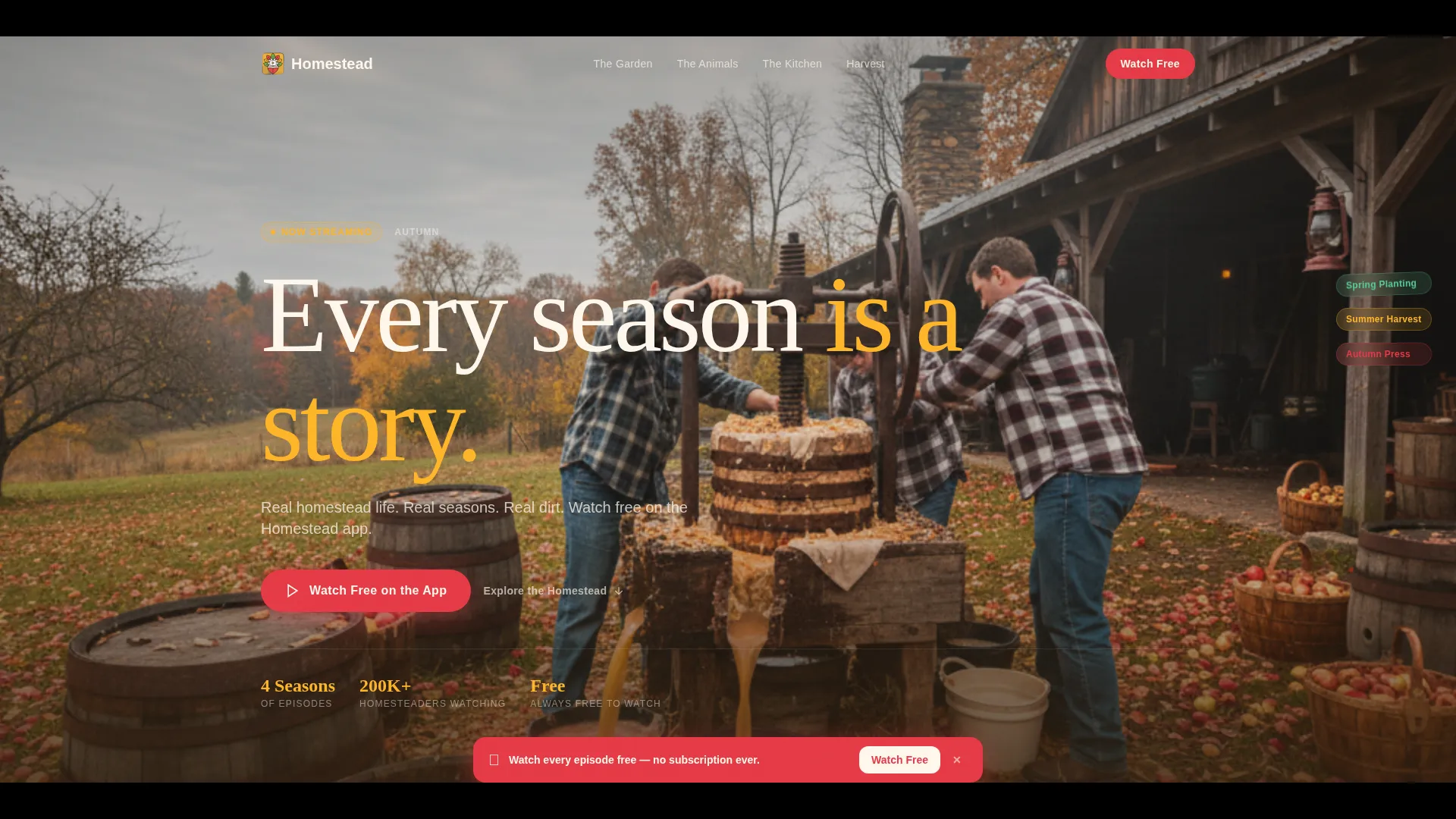 Cinematic Farm Vlog Landing Page Template