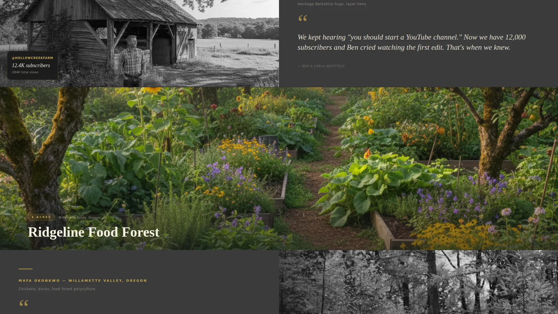 Farm & Homestead Vlog Production Landing Page