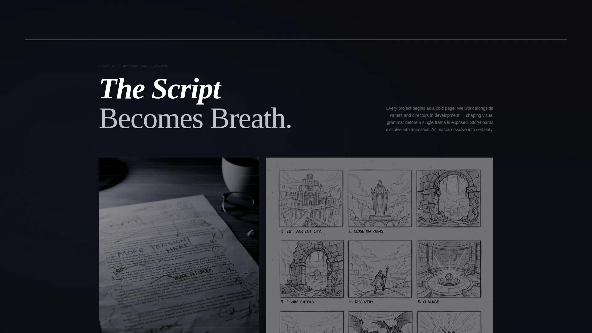 Cinematic Film Production Company Landing Page