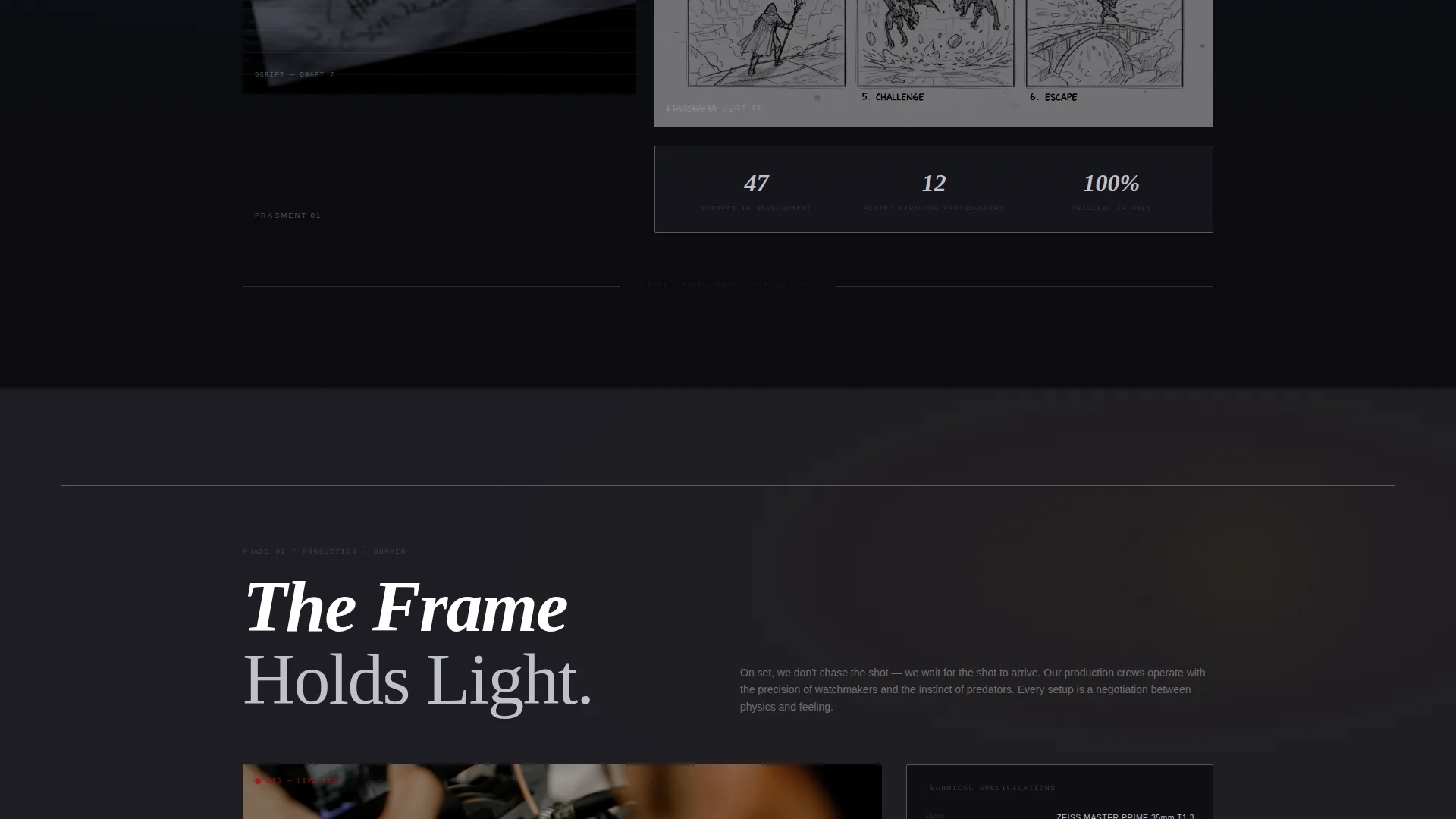 Cinematic Film Production Company Landing Page
