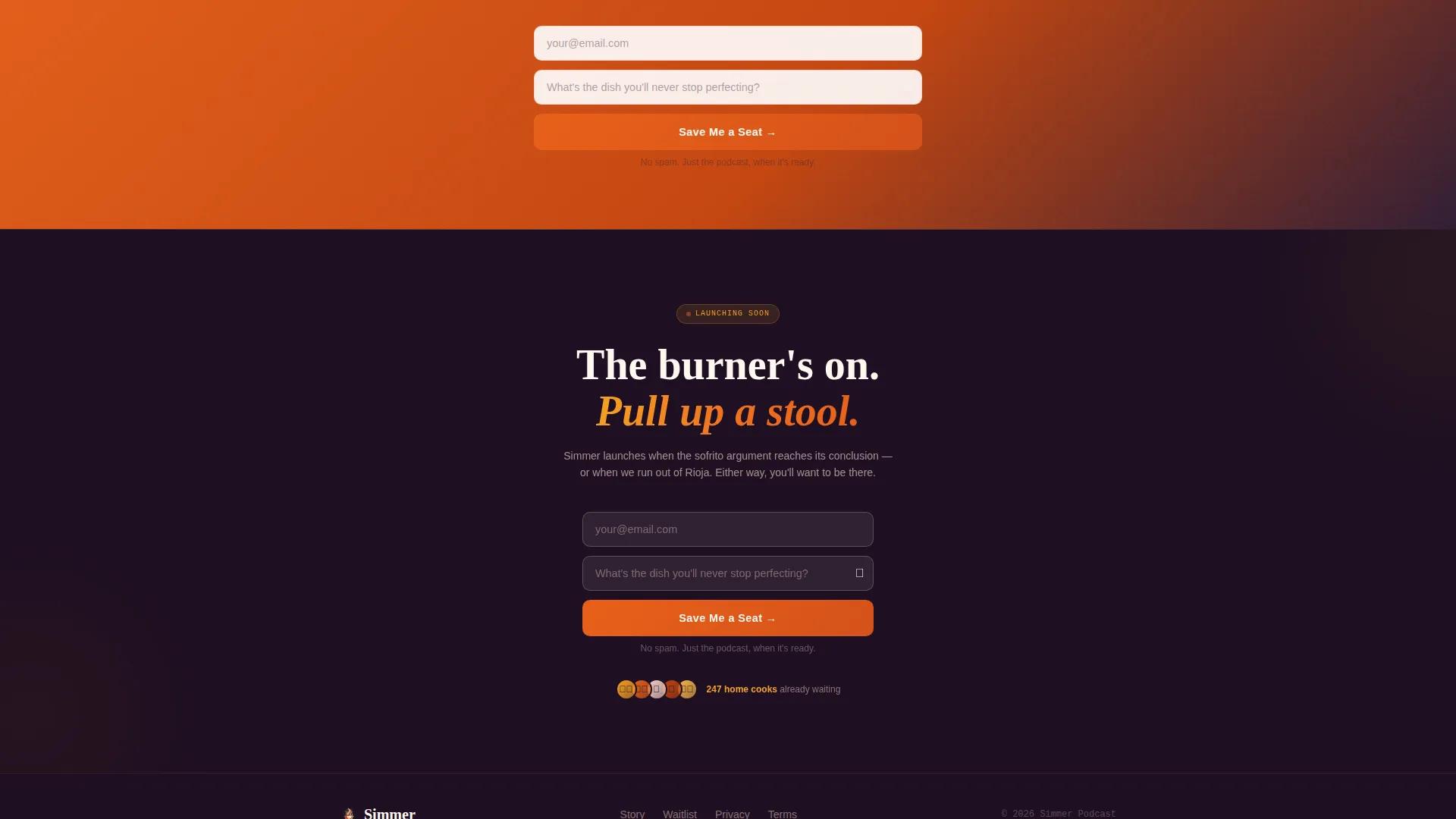 Food Podcast Landing Page Template | Waitlist