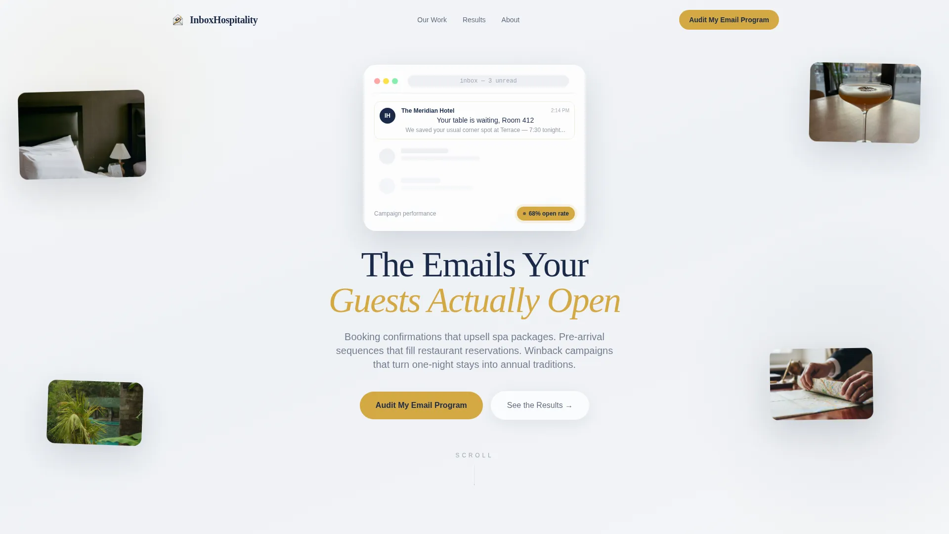 Hospitality Email Marketing Agency Landing Page