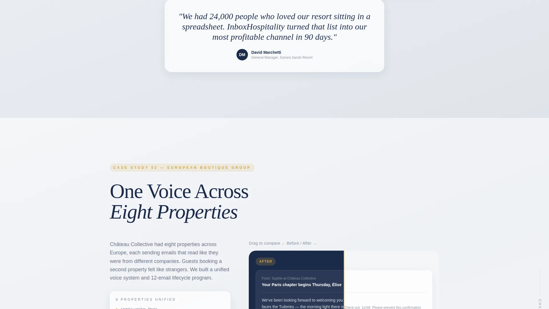 Hospitality Email Marketing Agency Landing Page