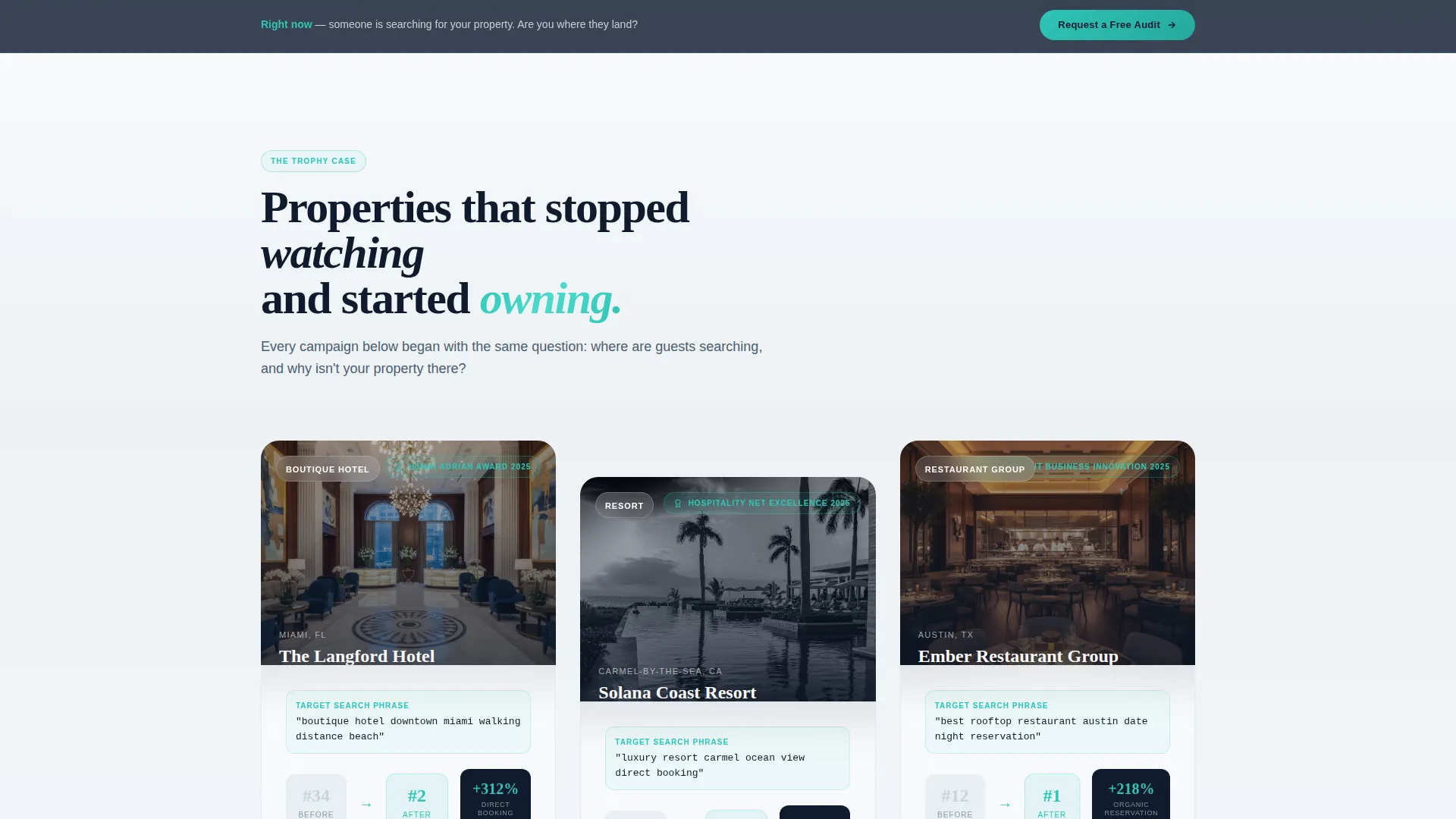 Hospitality SEO Agency Landing Page Template