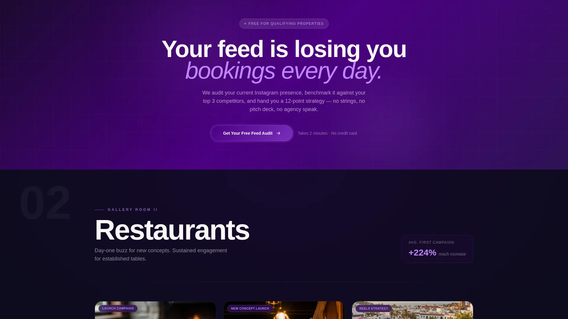 Hospitality Social Media Agency Landing Page Template