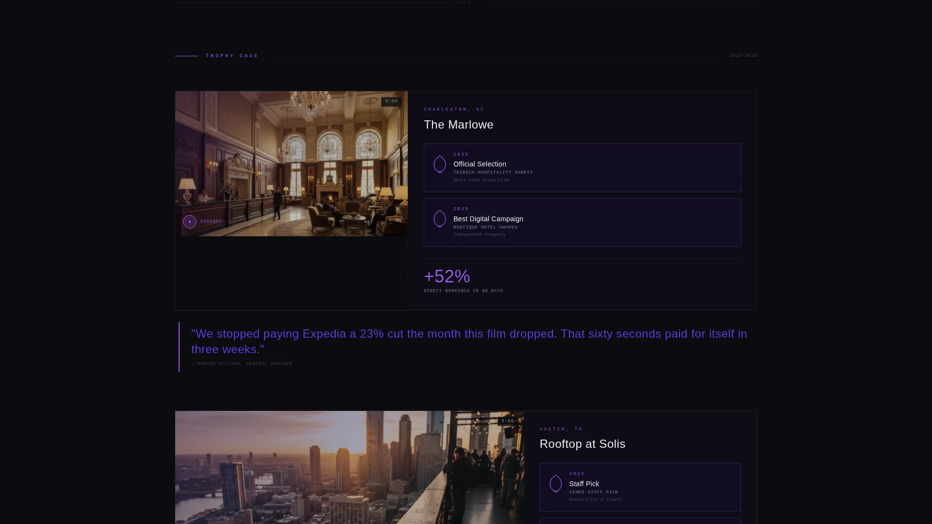 Hospitality Video Marketing Agency Landing Page Template