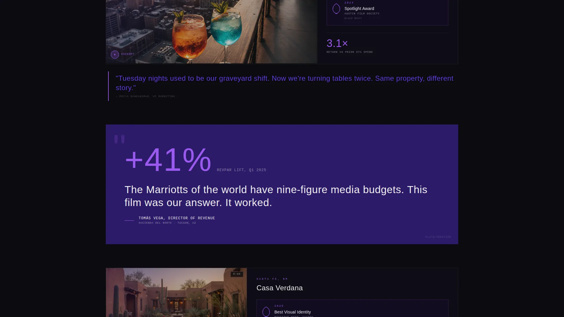 Hospitality Video Marketing Agency Landing Page Template