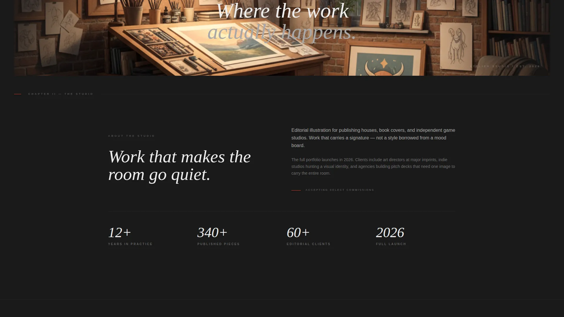 Cinematic Illustrator Portfolio Landing Page