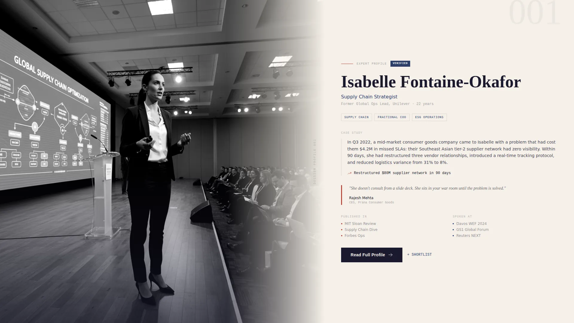 Industry Expert Directory Profile Landing Page